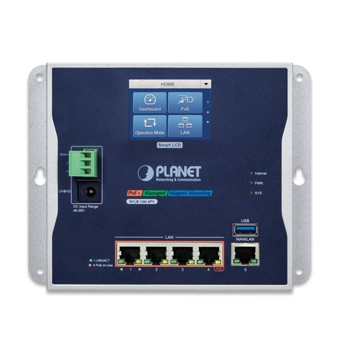 WGR-500-4PV Router công nghiệp với 4 cổng Gigabit 802.3at PoE+ và màn hình cảm ứng LCD (2)