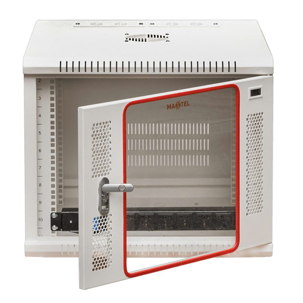 Ảnh mặt trước cửa mở tủ rack 10U Maxtel