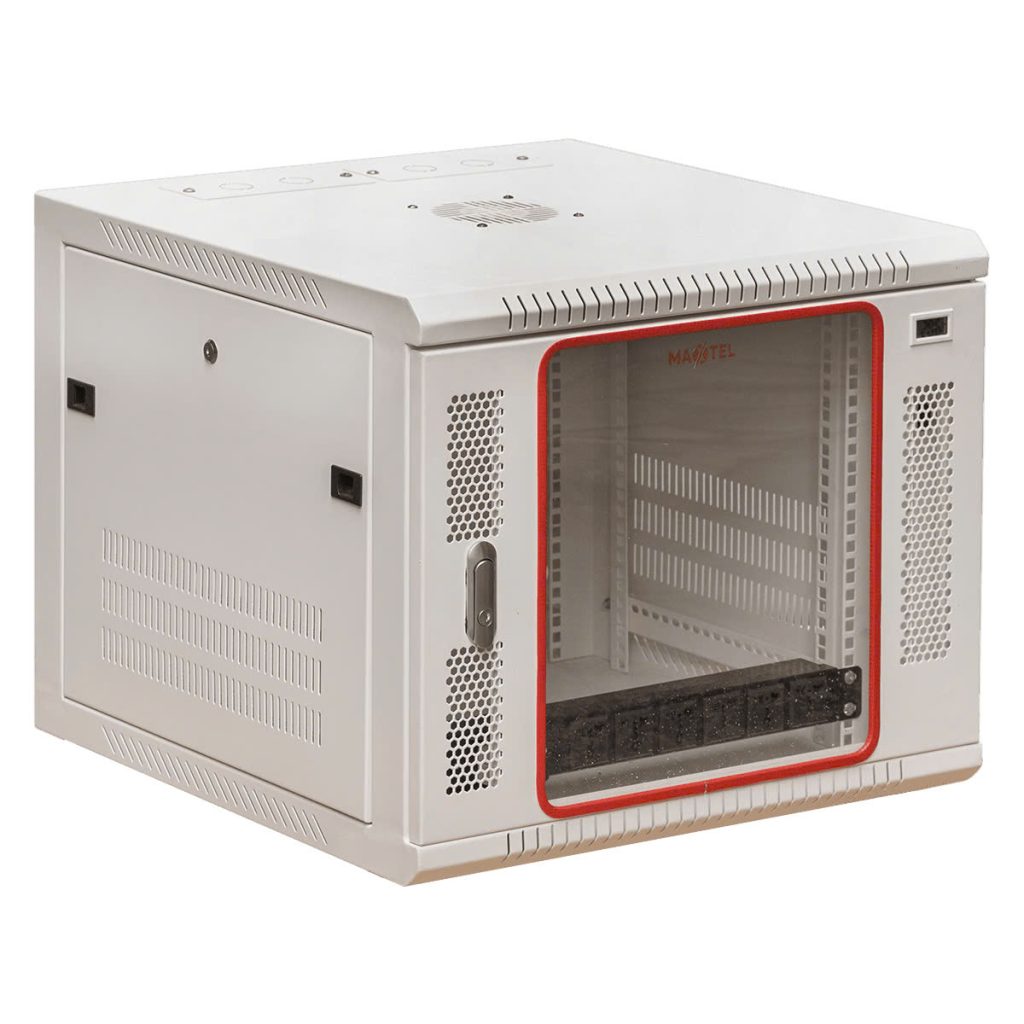 Ảnh chụp góc nghiêng mặt trước tủ rack 10U Maxtel