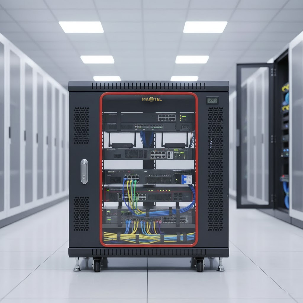 Tủ rack 12UD600 làm bằng thép nguyên khối chịu tải tới 90kg