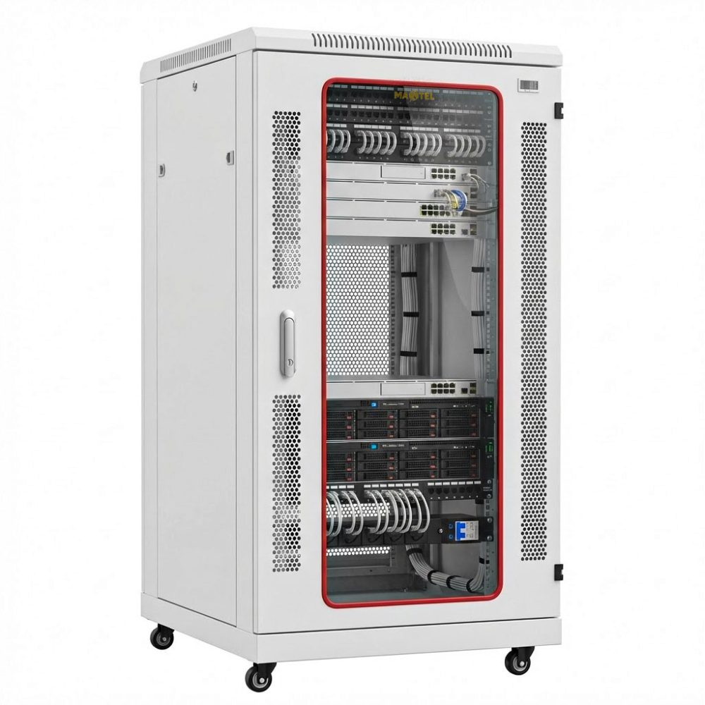 tủ rack 20u maxtel màu trắng