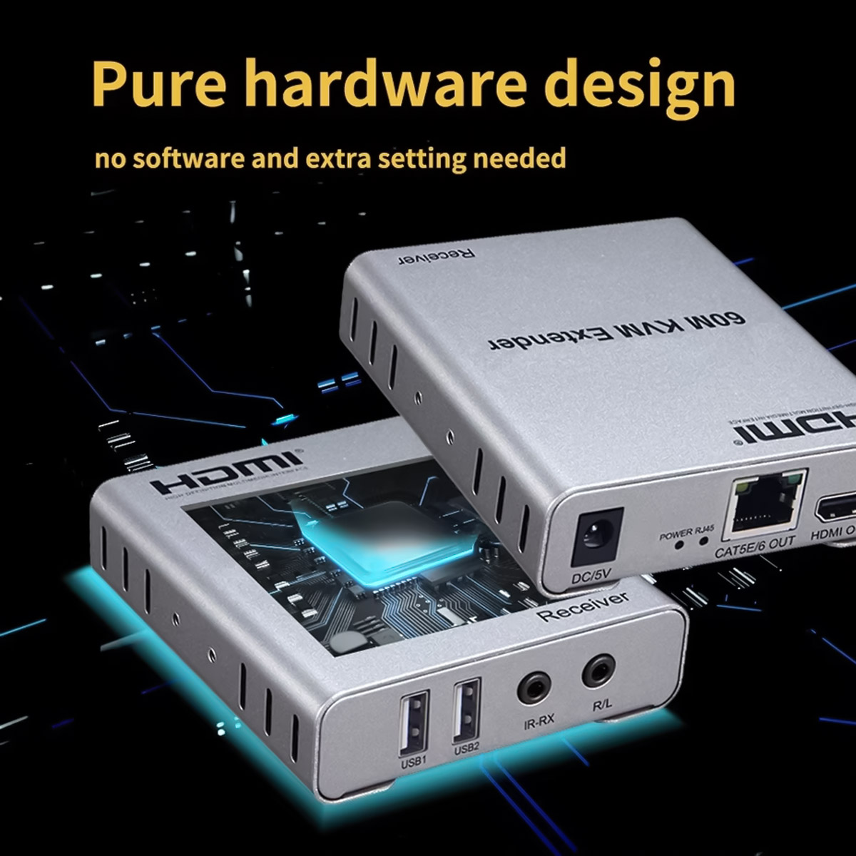 HDTEC HDMI KVM 60M 1080P (Có USB, Audio) (Bộ mở rộng HDMI 4K 60M) (6)