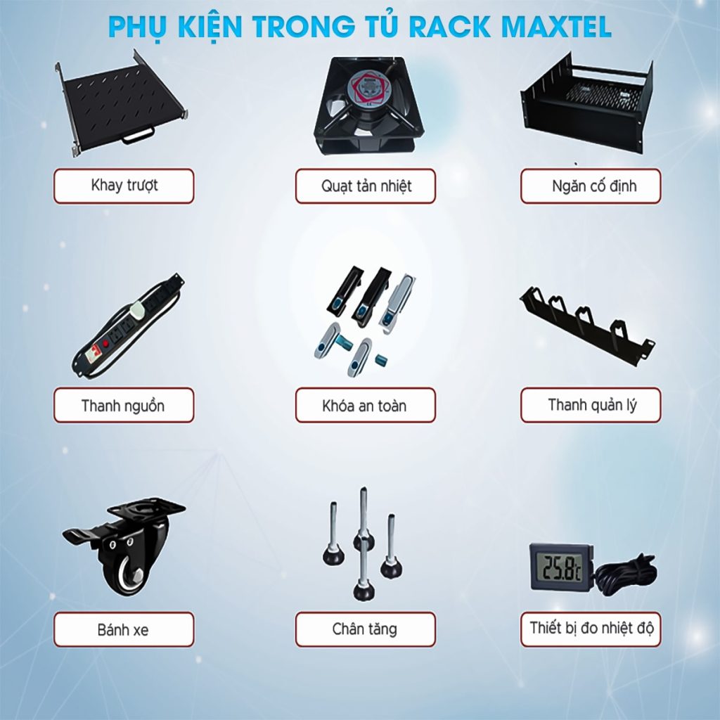 Một số phụ kiện trong tủ rack maxtel