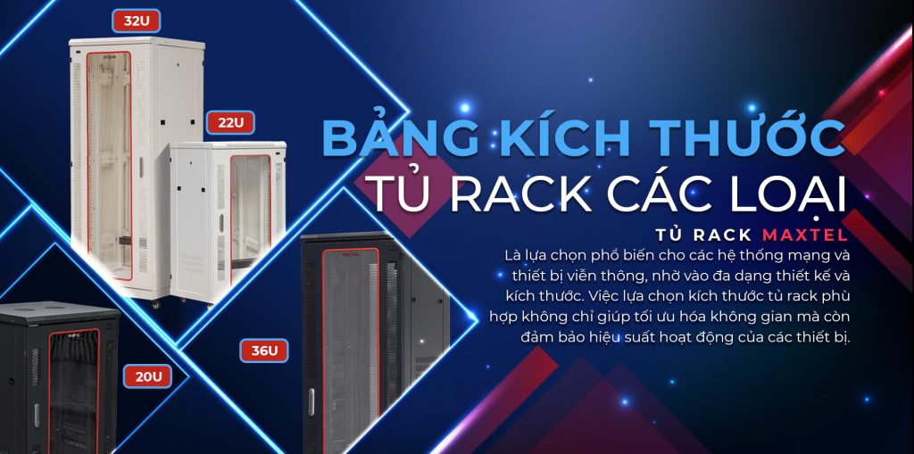 Bảng kích thước tủ rack các loại từ 6U đến 42U Bảng kích thước tủ rack các loại từ 6U đến 42U