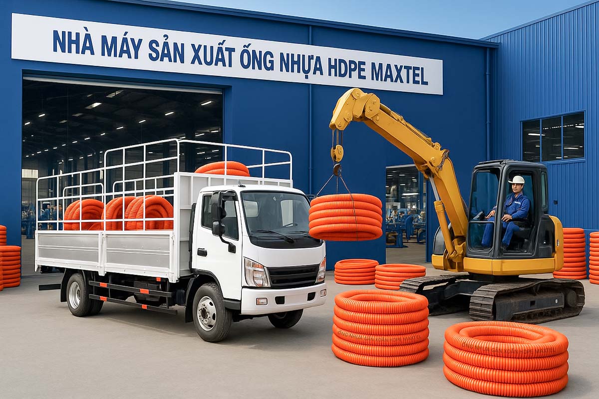 VẬN CHUYỂN ỐNG NHỰA GÂN XOẮN HDPE MAXTEL
