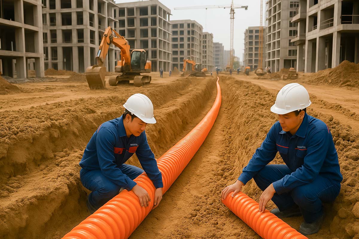 thi công ống nhựa gân xoắn hdpe
