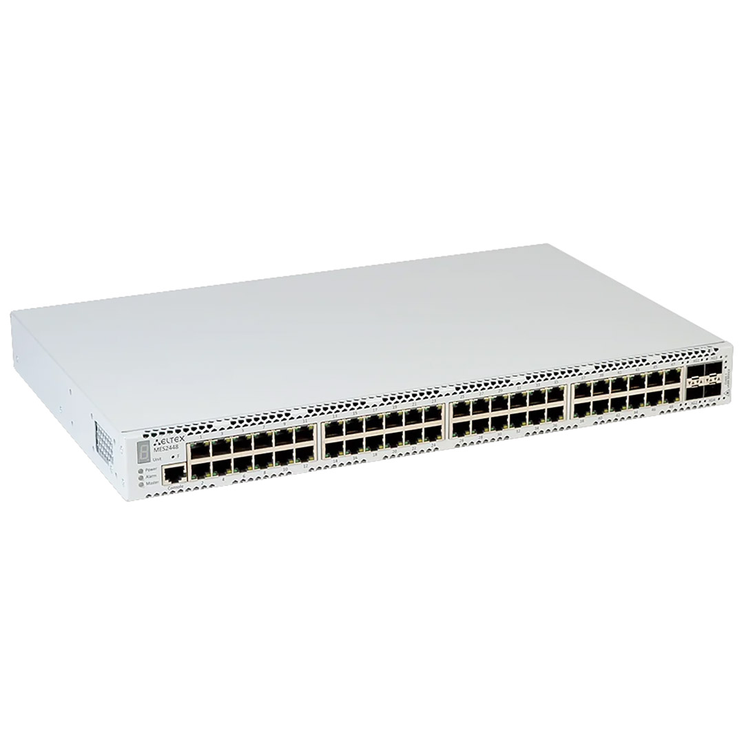Góc nghiêng phải mặt trước switch chia mạng Eltex MES2448