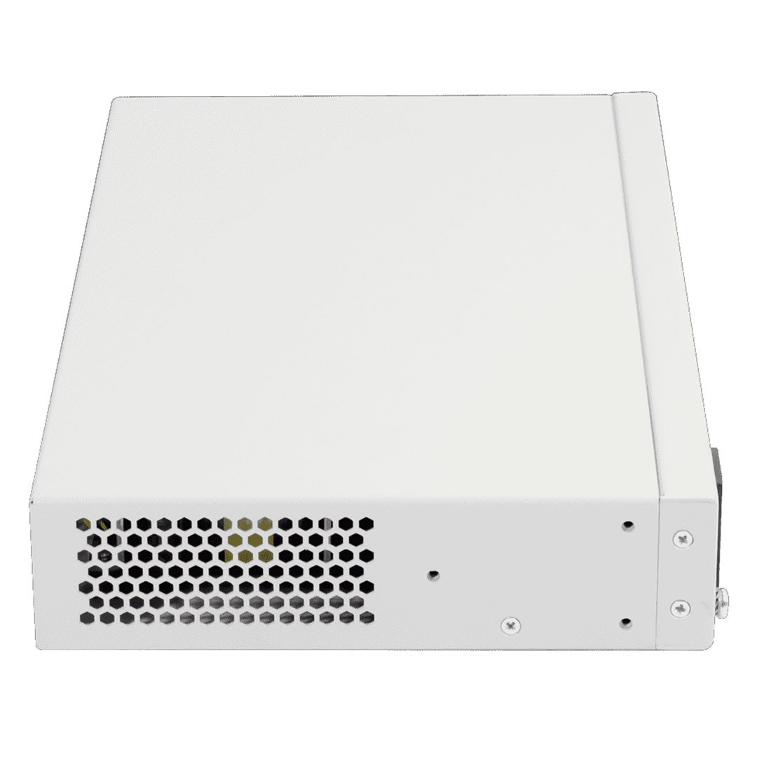 cạnh mặt hông switch chia mạng Eltex MES2408B gồm 8 cổng RI45, 2 cổng SFP