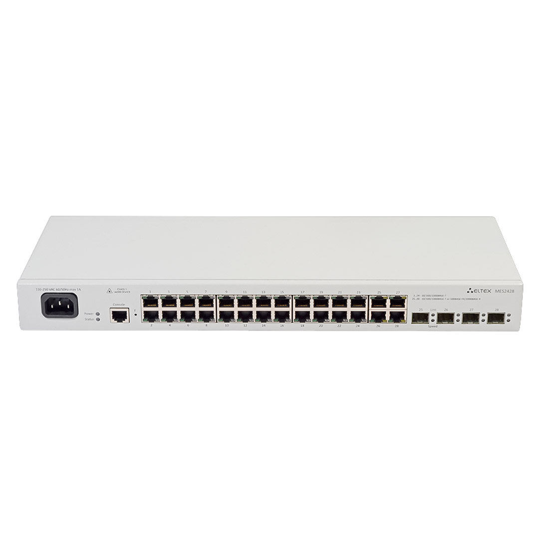 mặt trước switch chia mạng Eltex MES2428